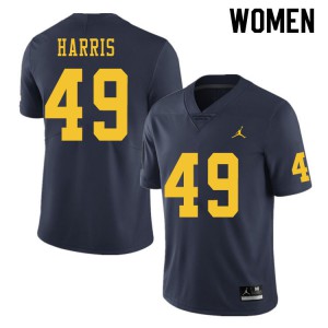 #49 Keshaun Harris Michigan Jordan Brand Women's Embroidery Jerseys Navy