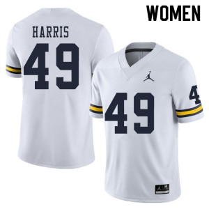 #49 Keshaun Harris University of Michigan Jordan Brand Women's Embroidery Jerseys White