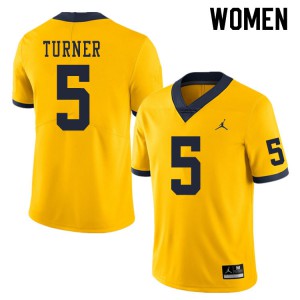 #5 DJ Turner Wolverines Jordan Brand Women's Stitch Jersey Yellow