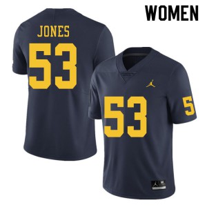 #53 Trente Jones Michigan Jordan Brand Women's Stitched Jerseys Navy