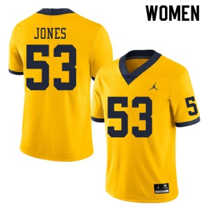 #53 Trente Jones Michigan Jordan Brand Women's Stitched Jerseys Yellow