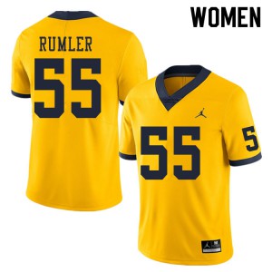 #55 Nolan Rumler Michigan Jordan Brand Women's Official Jersey Yellow