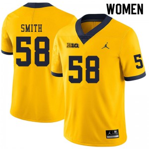#58 Mazi Smith Michigan Jordan Brand Women's Embroidery Jerseys Yellow