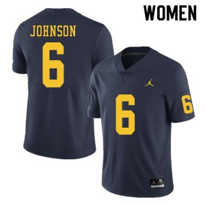 #6 Cornelius Johnson Michigan Jordan Brand Women's NCAA Jerseys Navy