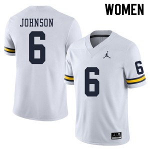 #6 Cornelius Johnson Michigan Wolverines Jordan Brand Women's Embroidery Jerseys White