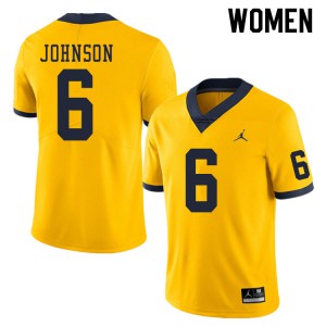 #6 Cornelius Johnson Michigan Jordan Brand Women's High School Jersey Yellow
