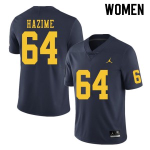 #64 Mahdi Hazime University of Michigan Jordan Brand Women's Football Jersey Navy