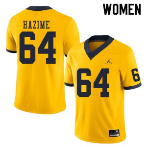 #64 Mahdi Hazime Michigan Wolverines Jordan Brand Women's Football Jerseys Yellow