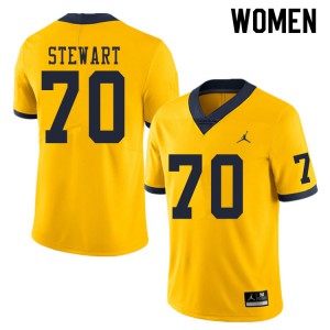 #70 Jack Stewart University of Michigan Jordan Brand Women's Embroidery Jersey Yellow