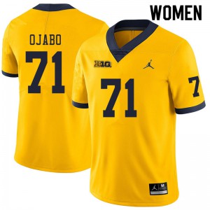 #71 David Ojabo Wolverines Jordan Brand Women's Stitch Jerseys Yellow