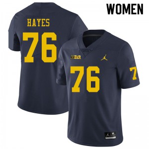 #76 Ryan Hayes Michigan Jordan Brand Women's Football Jerseys Navy