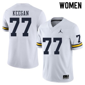 #77 Trevor Keegan Wolverines Jordan Brand Women's Stitch Jerseys White