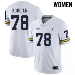 #78 Griffin Korican University of Michigan Jordan Brand Women's Stitch Jersey White