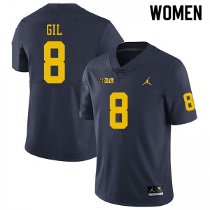 #8 Devin Gil Michigan Jordan Brand Women's NCAA Jerseys Navy