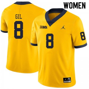#8 Devin Gil University of Michigan Jordan Brand Women's Stitched Jersey Yellow