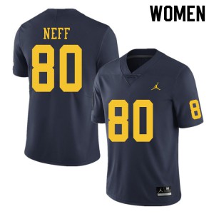 #80 Hunter Neff University of Michigan Jordan Brand Women's Stitch Jerseys Navy
