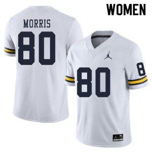 #80 Mike Morris Michigan Jordan Brand Women's College Jersey White