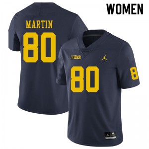 #80 Oliver Martin Michigan Wolverines Jordan Brand Women's Player Jersey Navy