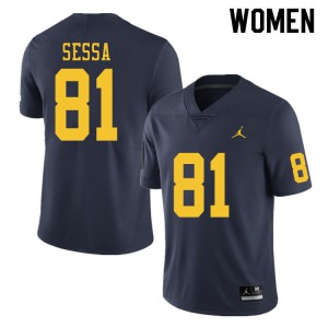 #81 Will Sessa Wolverines Jordan Brand Women's Alumni Jerseys Navy