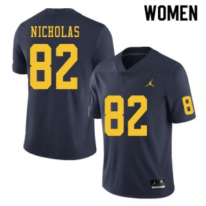 #82 Desmond Nicholas Wolverines Jordan Brand Women's Stitch Jerseys Navy