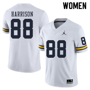 #88 Mathew Harrison Michigan Jordan Brand Women's Stitched Jerseys White