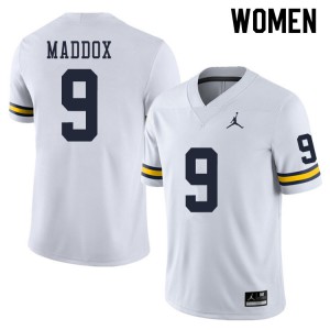 #9 Andy Maddox University of Michigan Jordan Brand Women's Official Jersey White