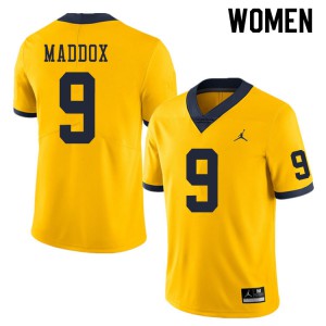 #9 Andy Maddox Michigan Jordan Brand Women's Alumni Jersey Yellow