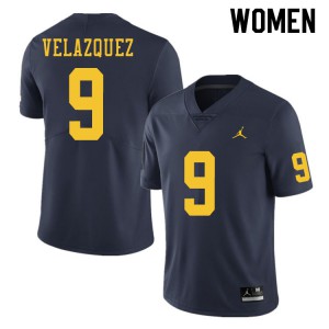 #9 Joey Velazquez Michigan Jordan Brand Women's NCAA Jersey Navy