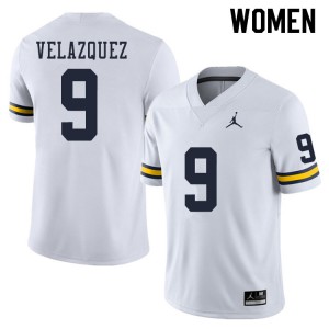 #9 Joey Velazquez Michigan Jordan Brand Women's Official Jerseys White