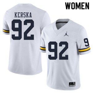 #92 Karl Kerska Michigan Jordan Brand Women's Stitched Jerseys White