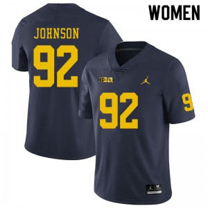 #92 Ron Johnson Michigan Jordan Brand Women's Embroidery Jerseys Navy