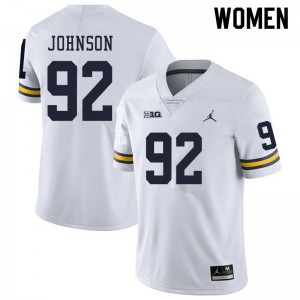 #92 Ron Johnson University of Michigan Jordan Brand Women's Football Jerseys White