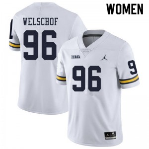 #96 Julius Welschof University of Michigan Jordan Brand Women's Stitched Jerseys White