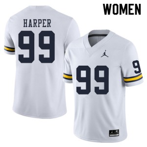 #99 Trey Harper University of Michigan Jordan Brand Women's University Jerseys White