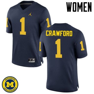 #1 Dylan Crawford University of Michigan Jordan Brand Women's Player Jersey Navy