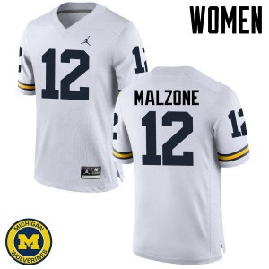 #12 Alex Malzone University of Michigan Jordan Brand Women's Stitch Jersey White