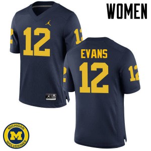 #12 Chris Evans Michigan Jordan Brand Women's Football Jerseys Navy