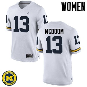 #13 Eddie McDoom Wolverines Jordan Brand Women's Stitch Jersey White