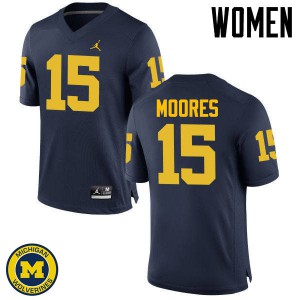 #15 Garrett Moores Michigan Jordan Brand Women's NCAA Jersey Navy