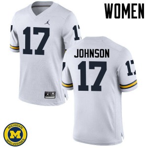 #17 Ron Johnson Michigan Jordan Brand Women's Official Jerseys White