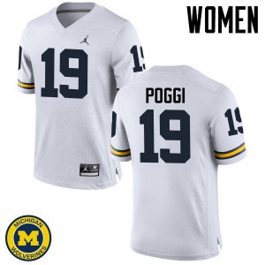#19 Henry Poggi Michigan Jordan Brand Women's University Jerseys White