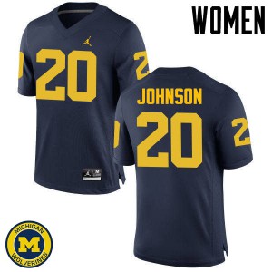 #20 Drake Johnson Michigan Jordan Brand Women's Stitch Jersey Navy