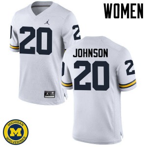 #20 Drake Johnson University of Michigan Jordan Brand Women's Embroidery Jersey White