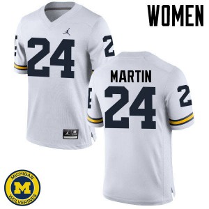 #24 Jake Martin Michigan Jordan Brand Women's Stitch Jerseys White
