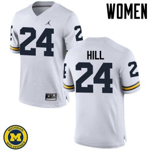 #24 Lavert Hill Michigan Wolverines Jordan Brand Women's Alumni Jerseys White
