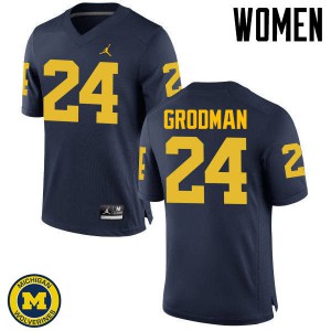 #24 Louis Grodman University of Michigan Jordan Brand Women's Embroidery Jerseys Navy