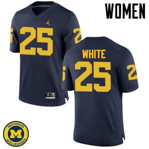 #25 Brendan White University of Michigan Jordan Brand Women's Embroidery Jerseys Navy