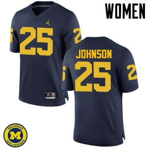 #25 Nate Johnson Michigan Jordan Brand Women's Stitched Jersey Navy