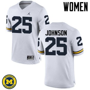#25 Nate Johnson Wolverines Jordan Brand Women's Official Jersey White