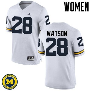 #28 Brandon Watson University of Michigan Jordan Brand Women's University Jersey White